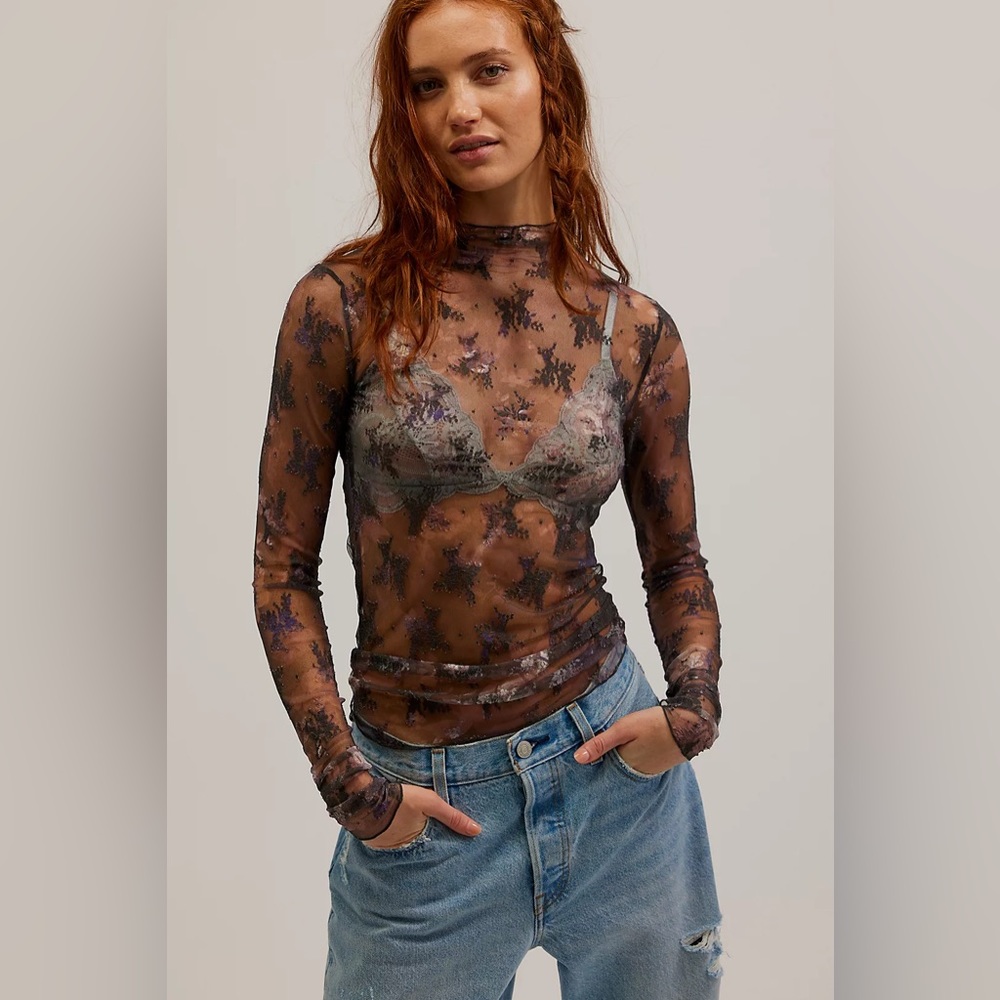 Free People Lady Lux Printed Layering Top